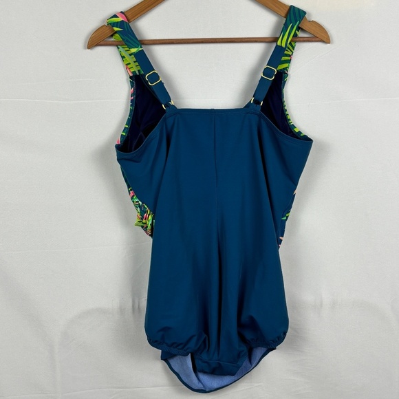 Land’ End Women’s One Piece Swim Dress Modest Tropical Sz16W Mature Flattering - Picture 6 of 13